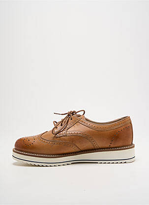 Derbies tissage satiné talon plat jusqu'à 3cm marron ELUE PAR NOUS femme