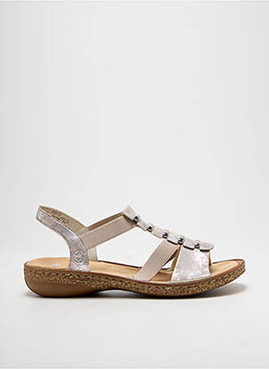 Sandales/nu pieds tissage satiné talon de 4 à 6cm argent RIEKER femme