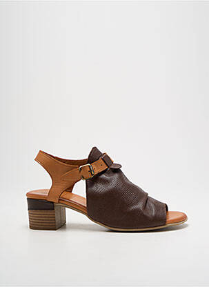 Sandales/nu pieds tissage satiné talon de 4 à 6cm marron METAMORF'OSE femme
