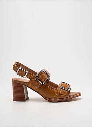 Sandales/nu pieds matière lisse talon de 4 à 6cm marron EMILIE KARSTON femme