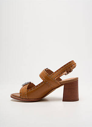 Sandales/nu pieds matière lisse talon de 4 à 6cm marron EMILIE KARSTON femme