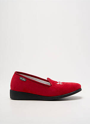 Chaussons/pantoufles bout rond talon plat jusqu'à 3cm rouge SEMELFLEX femme
