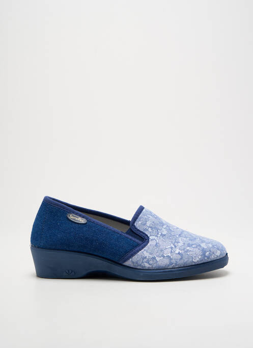 Chaussons/pantoufles impression talon de 4 à 6cm bleu SEMELFLEX femme