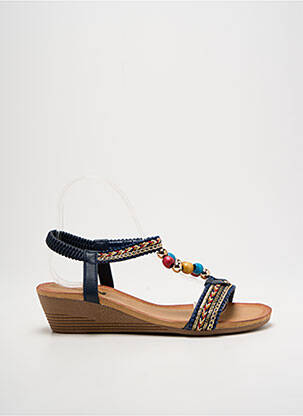 Sandales/nu pieds tissage satiné talon de 4 à 6cm bleu ELUE PAR NOUS femme