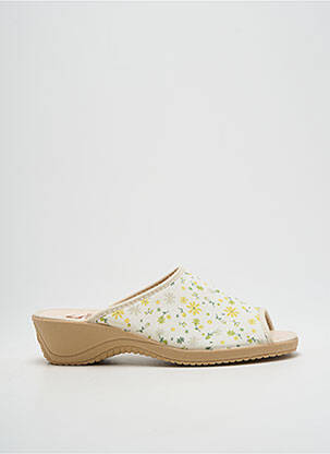Chaussons/pantoufles impression talon de 4 à 6cm blanc SOIR ET MATIN femme