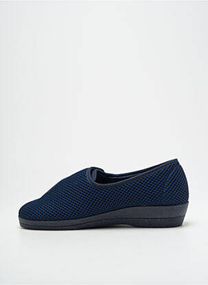 Chaussons/pantoufles fermeture scratch talon plat jusqu'à 3cm bleu SOIR ET MATIN femme