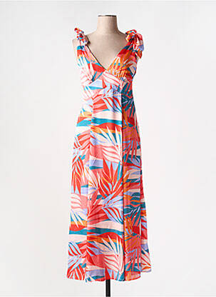 Robe longue manches bretelles ajustables fines bretelles orange MOLLY BRACKEN femme
