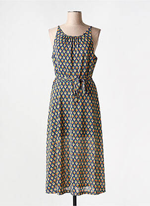 Robe longue coupe fluide fines bretelles bleu KING LOUIE femme