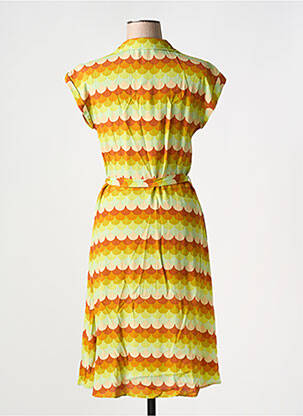Robe mi-longue tissage crêpe manches courtes vert KING LOUIE femme
