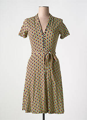 Robe mi-longue imprimé fantaisie manches courtes vert KING LOUIE femme