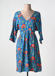 Robe mi-longue manches 3/4 manches 3/4 bleu KALI YOG femme