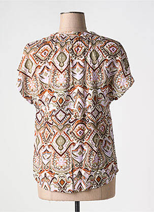 Blouse tissage popeline manches courtes marron B.YOUNG femme