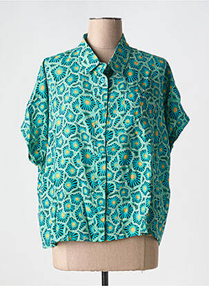 Chemisier manches courtes manches courtes vert KALI YOG femme
