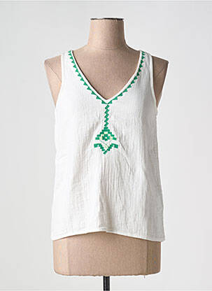 Top col v sans manche blanc MOLLY BRACKEN femme