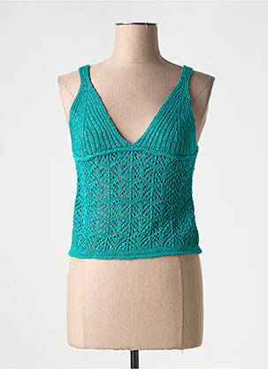 Pull maille ajourée fines bretelles vert MOLLY BRACKEN femme