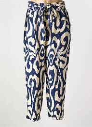 Pantalon droit fermeture zippée sous rabat boutonné bleu MOLLY BRACKEN femme