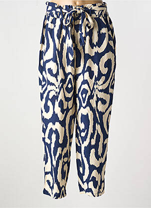 Pantalon droit fermeture zippée sous rabat boutonné bleu MOLLY BRACKEN femme