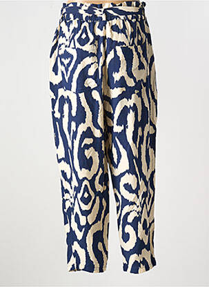 Pantalon droit fermeture zippée sous rabat boutonné bleu MOLLY BRACKEN femme