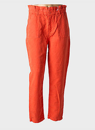Pantalon droit fermeture zippée sous rabat boutonné orange HAPPY femme