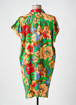 Robe mi-longue imprimé fleurs manches courtes vert KING LOUIE femme