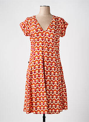 Robe mi-longue orange KALIYOG pour femme