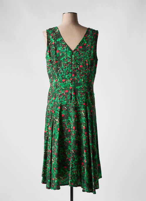 Robe mi-longue imprimé fleurs sans manche vert KALI YOG femme