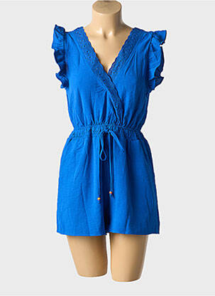 Combishort tissage popeline manches courtes bleu MOLLY BRACKEN femme