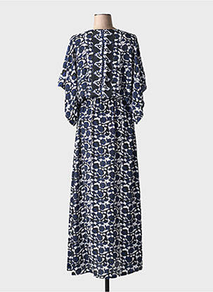 Robe longue imprimé fantaisie manches 3/4 bleu LARAETHNICS femme