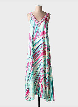 Robe longue imprimé fantaisie sans manche bleu NEKANE femme