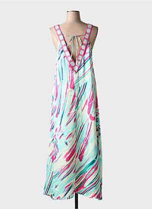 Robe longue imprimé fantaisie sans manche bleu NEKANE femme