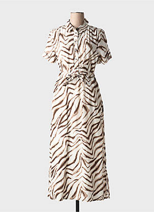 Robe longue manches courtes manches courtes marron STREET ONE femme