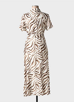 Robe longue tissage popeline manches courtes marron STREET ONE femme