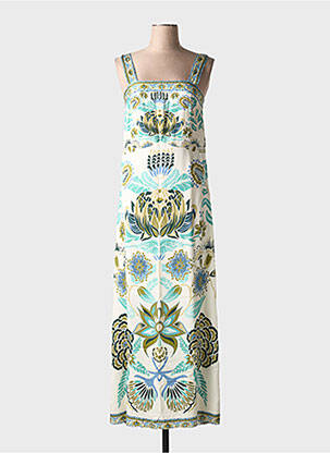 Robe longue imprimé fleurs fines bretelles beige NEKANE femme