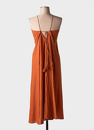 Robe mi-longue col v fines bretelles orange LARAETHNICS femme