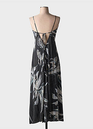 Robe mi-longue coupe fluide fines bretelles noir LARAETHNICS femme