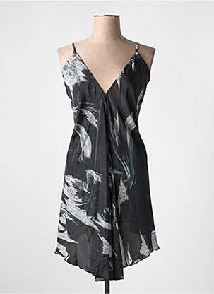 Robe mi-longue coupe fluide fines bretelles noir LARAETHNICS femme