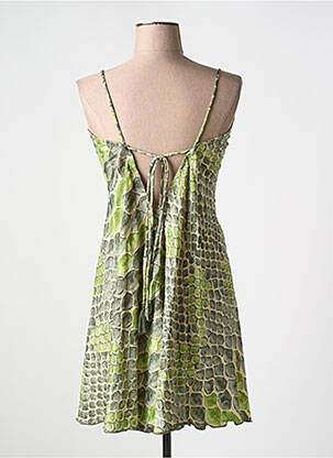 Robe mi-longue coupe fluide fines bretelles vert LARAETHNICS femme