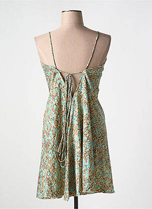 Robe mi-longue imprimé fantaisie fines bretelles bleu LARAETHNICS femme