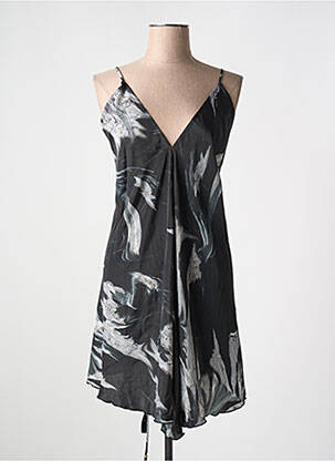 Robe mi-longue coupe fluide fines bretelles noir LARAETHNICS femme