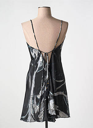 Robe mi-longue coupe fluide fines bretelles noir LARAETHNICS femme