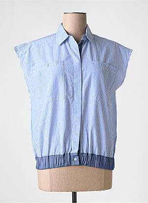 Chemisier manches courtes manches courtes bleu GEISHA femme