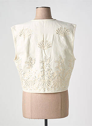 Gilet sans manche tissage matelassé beige LARAETHNICS femme