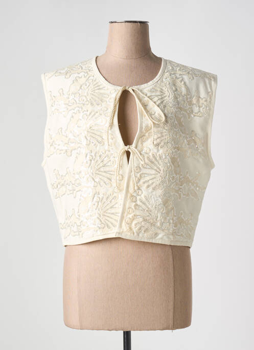 Gilet sans manche beige LARAETHNICS pour femme