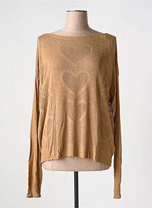 Pull col bateau manches longues marron PLEASE femme