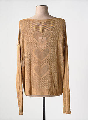 Pull col bateau manches longues marron PLEASE femme