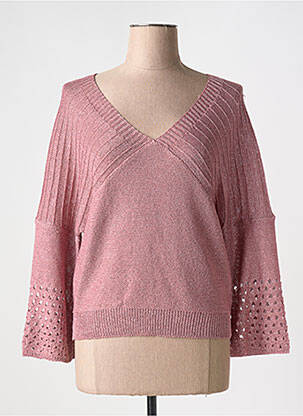Pull col v manches longues rose NEKANE femme