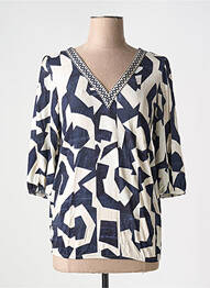 Blouse imprimé fantaisie manches 3/4 bleu GEISHA femme