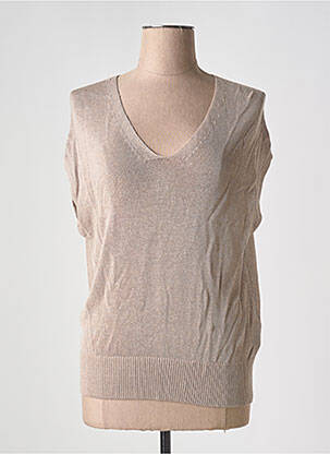 Pull col v manches courtes marron STREET ONE femme