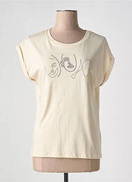 T-shirt sérigraphie manches courtes beige GEISHA femme