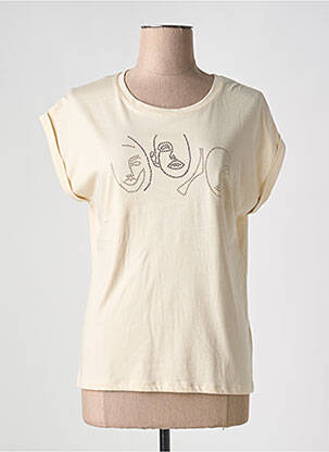 T-shirt sérigraphie manches courtes beige GEISHA femme